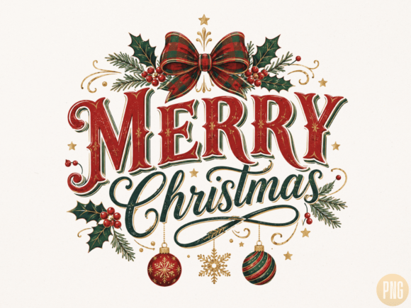 Download Merry Christmas Vintage Typography PNG - Christmas Collection