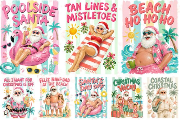 Download Poolside Santa Coastal Christmas PNG - Christmas Collection