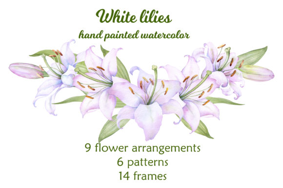 Download White Lilies Watercolor Clipart - White Collection