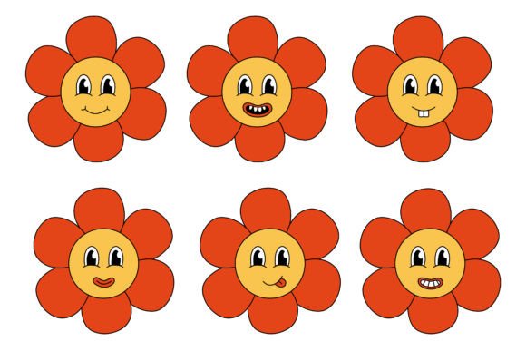 Download Retro 70s 60s 80s Groovy Flowers Set - 80s Collection