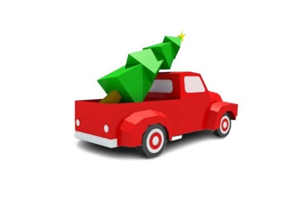 Download Christmas Truck 3D Paper Sculpture Craft - Christmas Collection