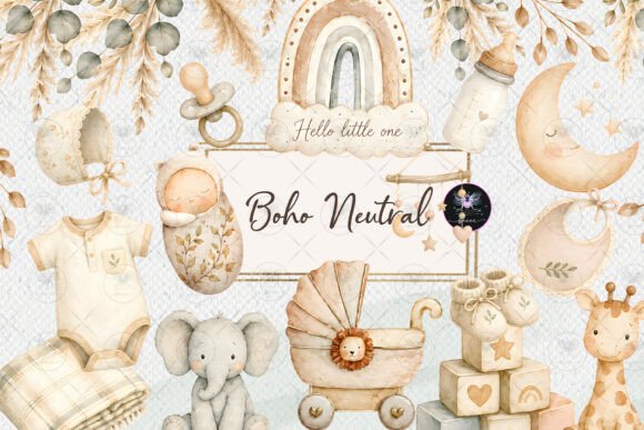 Download Boho Neutral Baby Shower Clipart - Baby shower Collection