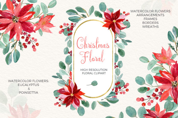Download Christmas Eucalyptus and Poinsettia - Christmas Collection