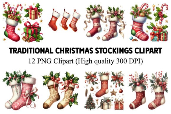 Download Traditional Christmas Stockings Clipart - Christmas Collection
