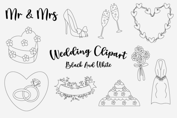 Download Wedding Clipart Black and White Free - White Collection