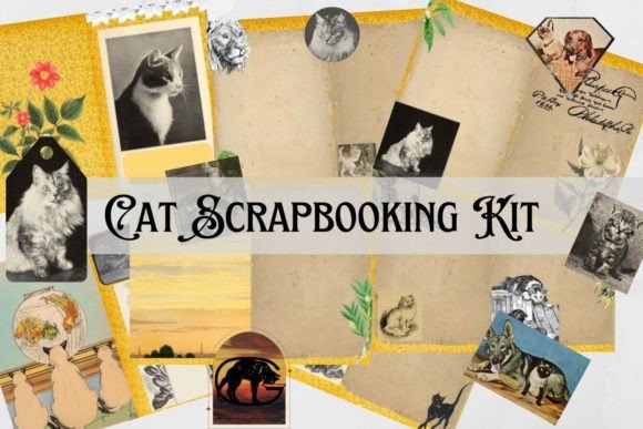 Download Cat Junk Journal, Cat Scrapbooking Kit - Scrapbooking Collection