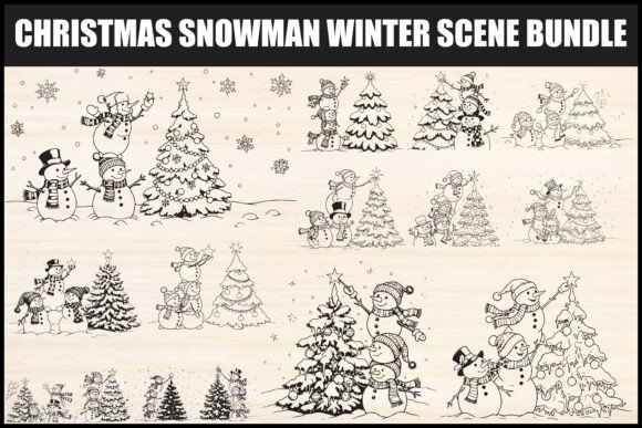 Download Christmas Snowman Winter Scene Bundle - Christmas Collection