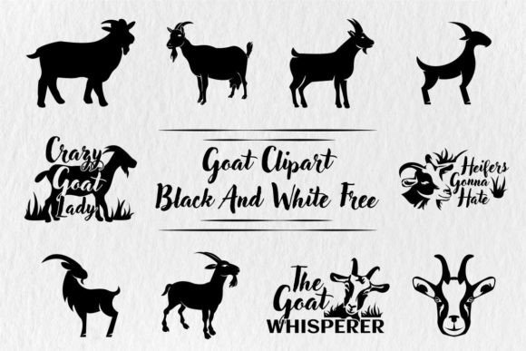 Download Goat Clipart Black and White Free - White Collection