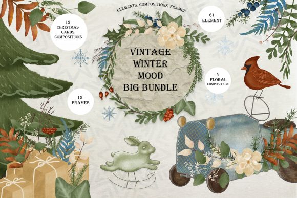 Download VINTAGE WATERCOLOR CHRISTMAS WINTER BIG - Christmas Collection