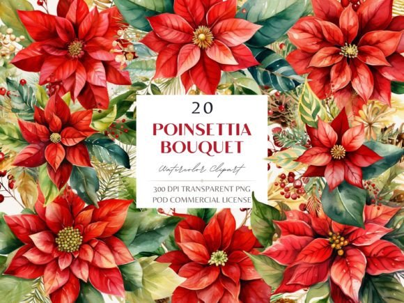 Download Watercolor Christmas Floral Poinsettia - Christmas Collection