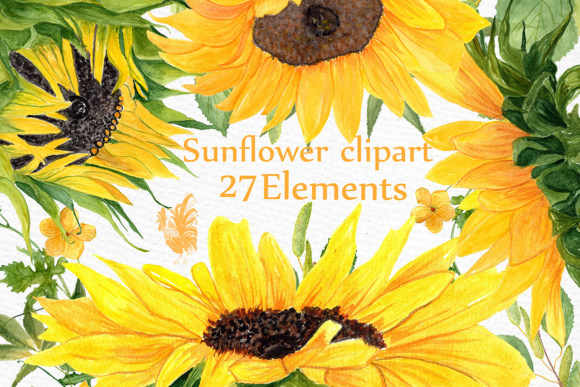 Download Sunflower Watercolor Clipart SUNFLOWER CLIP ART Wedding Clipart Floral Clipart Separate Flowers Diy Wedding - Diy Collection