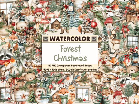 Download Forest Christmas Watercolor Clipart - Christmas Collection