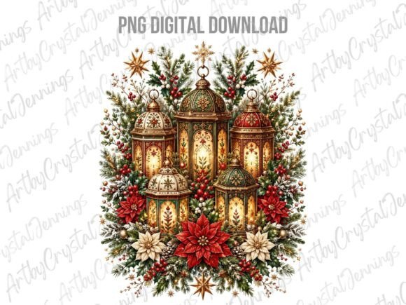Download Christmas Lantern Poinsettia PNG - Christmas Collection