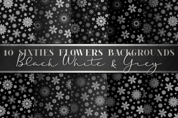 Download Vintage Black and White Retro Flowers - White Collection