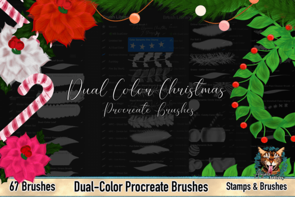 Download Dual Color Christmas Procreate Brushes - Christmas Collection