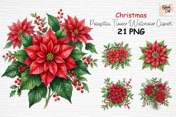 Download Christmas Poinsettia Flower Clipart PNG - Christmas Collection