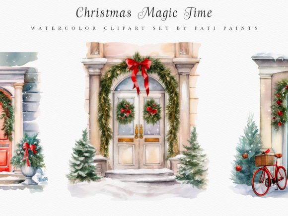 Download Christmas Door Winter Scene Clipart Set - Christmas Collection
