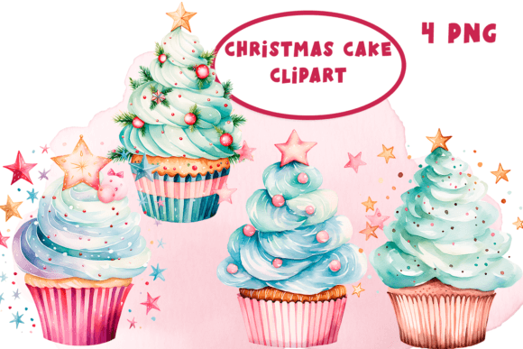 Download Watercolor Christmas Cupcake Clipart - Christmas Collection