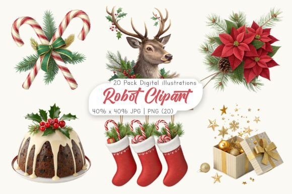 Download Watercolor Traditional Christmas Clipart - Christmas Collection