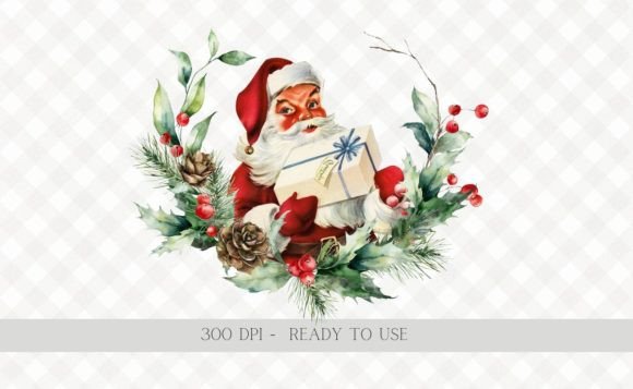 Download Christmas Vintage Santa Wreath PNG - Christmas Collection