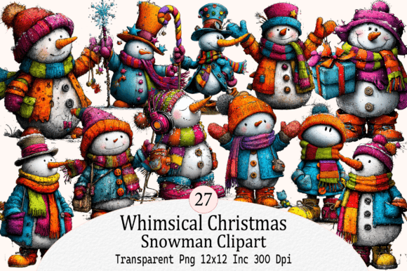 Download Whimsical Christmas Snowman Clipart - Christmas Collection