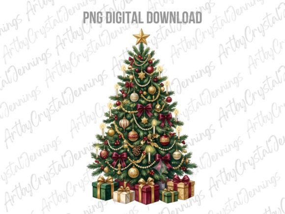 Download Vintage Watercolor Christmas Tree PNG - Christmas Collection