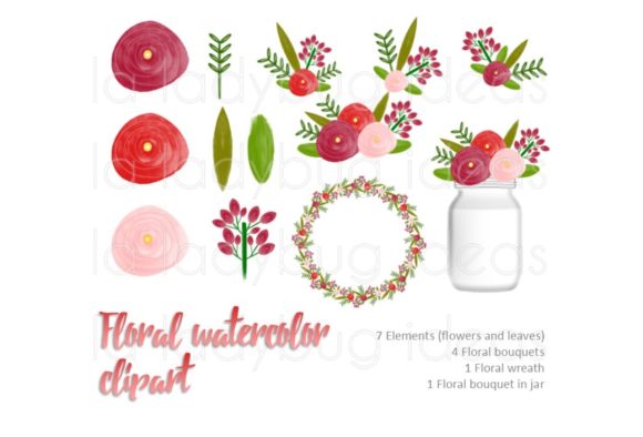 Download Red and White Watercolor Floral Clip Art - White Collection