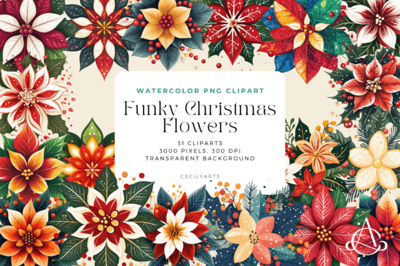 Download Funky Christmas Flowers Cliparts - Christmas Collection