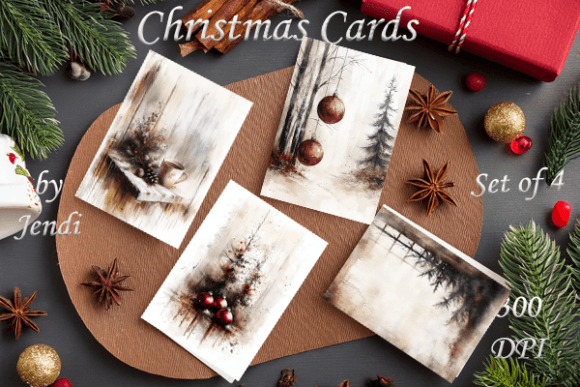 Download Vintage Christmas Cards Set of 4 Ii - Christmas Collection
