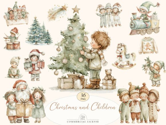 Download 36 PNG Christmas and Children Clipart - Christmas Collection