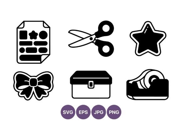 Download Craft Supplies Black White Vector Icons - White Collection