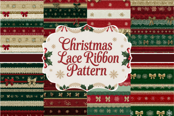 Download Christmas Lace Ribbon Pattern - Christmas Collection