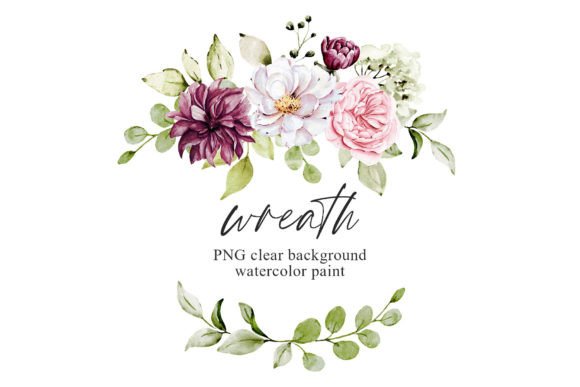 Download Wreath, Pink, White Watercolor Flowers - White Collection