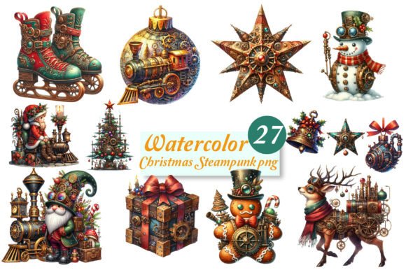 Download Christmas Steampunk Clipart Bundle - Christmas Collection