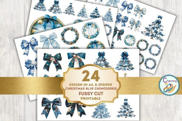 Download Fussy Cut: Blue Chinoiserie Christmas - Christmas Collection
